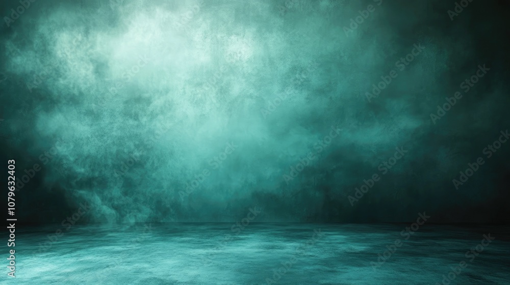 Poster mint green photography backdrop with a chiaroscuro effect and a subtly textured slightly cloudy appe