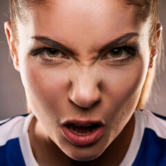 Obraz premium 気合が入ってる顔をしている女子サッカー選手