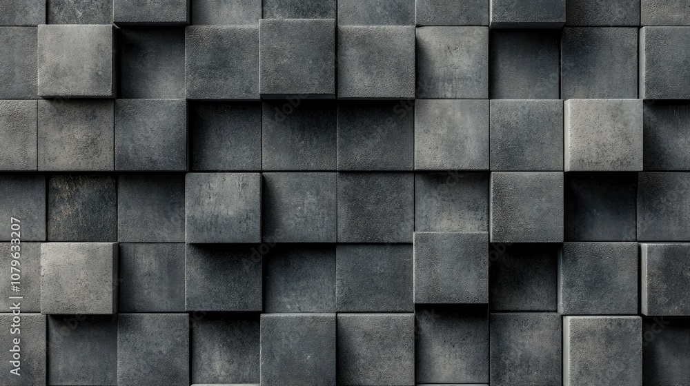Poster gray anthracite concrete texture featuring a mosaic of square cubes ideal for panoramic backgrounds 