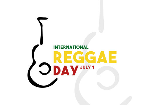 International Reggae Day. July 1. Abstract guitar line vector. Doodle. Flat design vector.