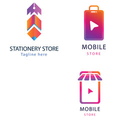 Mobile store logo design with Flat design online shop logo design template
