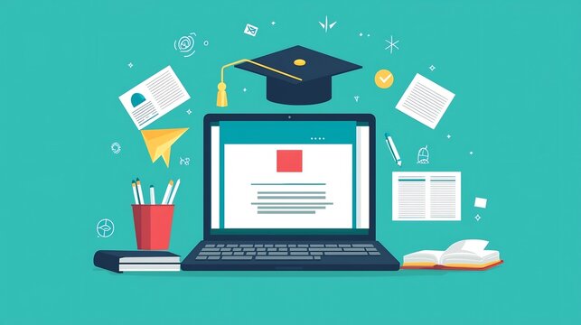 Online learning platform displayed on laptop computer with various study modules classes and curriculums for educational courses training and academic success  Concept of digital education