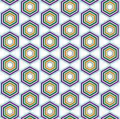 3d Seamless multi-color hexagon  pattern Vector. Geometric ethnic oriental hexagonal gird on a white background. Abstract Design for art wallpaper, flooring, wrapping, fabric ,web and textile print.  