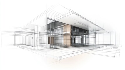 Architectural sketch of a modern building design.