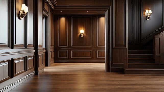 Wooden floor and wall molding details create a beautiful design backdrop showcasing elegant home design elements and inspiring ideas
