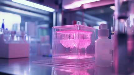 A Close-Up of a Pink Organoid in a Laboratory Setting