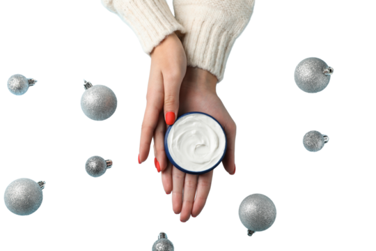 PNG, Christmas cosmetics, hand cream, isolated on white background.