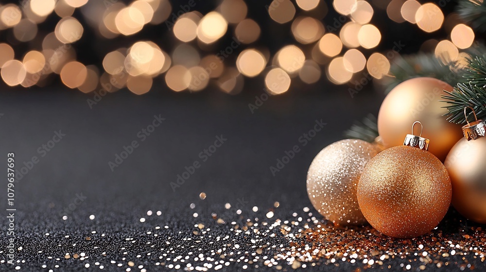 Poster shimmering golden sequins spread out against a sleek black background creating a glamorous and textu