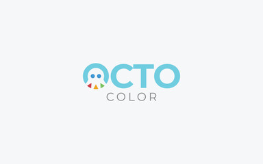 Word mark logo icon formed octopus symbol in letter o in colorful		