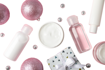 PNG, Christmas cosmetics, cream in a jar, isolated on a white background.