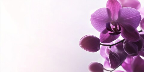 Elegant close-up of a blooming purple orchid Captures the delicate details of orchid petals in high resolution, ideal for floral and nature-related content