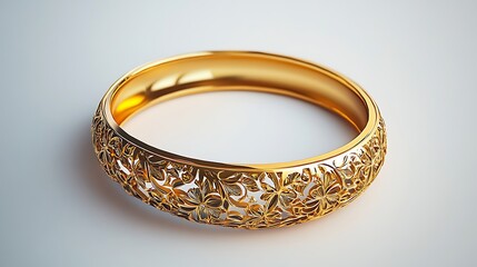 Gold bracelets isolated on the white background
