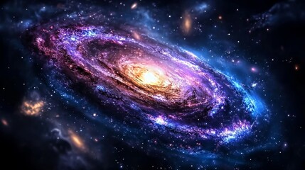 Fototapeta premium Majestic Spiral Galaxy Cosmic Nebula Stars Space Background