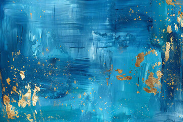 Fototapeta premium 青と金の抽象的なアート