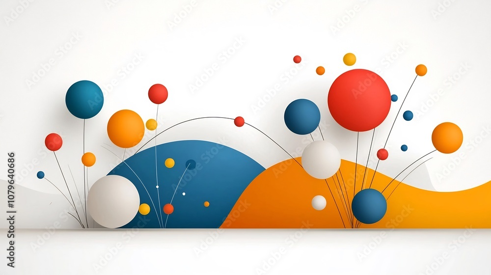 Poster visually striking abstract composition featuring a vibrant display of colorful geometric shapes line