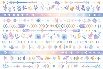 パステルカラーの矢とハートのパターン