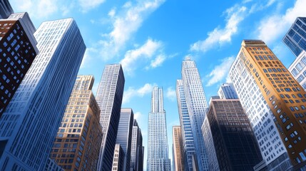 Fototapeta premium Skyscrapers Cityscape Urban Architecture Buildings Modern Highrises Downtown Metropolis Skyline