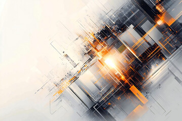 Futuristic Orange and Gray Abstract Geometric Background