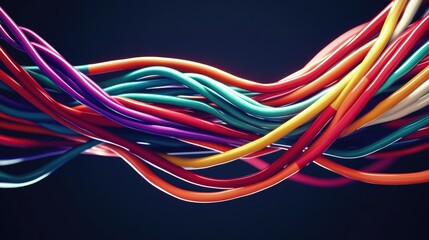 Abstract Wavy Multicolored Cables