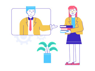 People doing online shopping. Online business illustrations. Flat vector illustration.