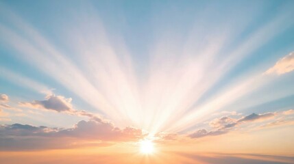 Bright sunbeams painting sky in pastel shades