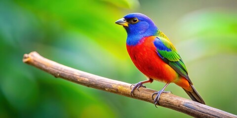 Obraz premium Colorful bird perched on a tree branch, vibrant, bird, nature, colorful, feathers, wildlife, perched, tree, branch