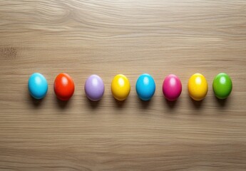 Obraz premium Colorful Easter Eggs on Wooden Background