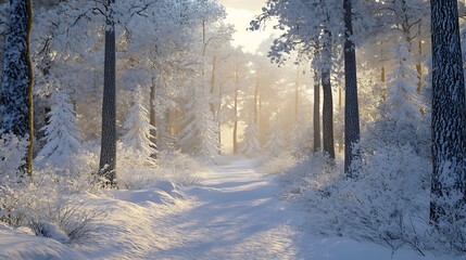 Obraz premium Winter abstract landscape sunlight in the winter forest.