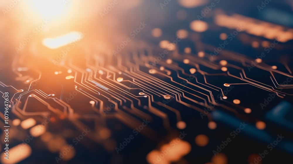 Aufkleber abstract close-up of a circuit board with glow, highlighting intricate patterns and connections, ide