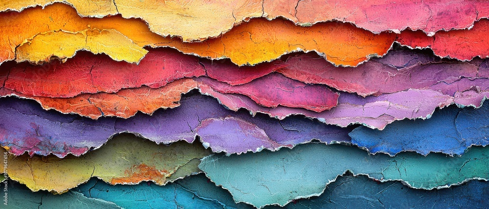 Poster crumpled multicolored paper scrap layers studio background high-resolution art vibrant texture abstr