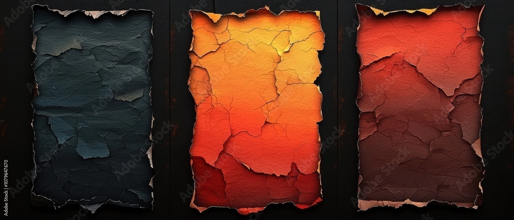 Poster crumpled paper texture collection abstract art digital artwork gradient colors close-up view realist