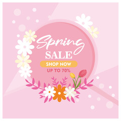 Naklejka premium Colorful spring sale promotion with discount offers.