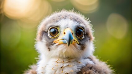Fototapeta premium Adorable eagle chick with expressive eyes and small beak, eagle, chick, bird, small, adorable, cute, young, wildlife, animal