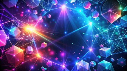 Fototapeta premium A vibrant and futuristic abstract background with geometric shapes and glowing particles, abstract,background, vibrant