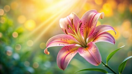 Fototapeta premium Close-up of a beautiful lily flower against a blurred background, lily, flower, close-up, beauty, petal, nature, bloom, plant