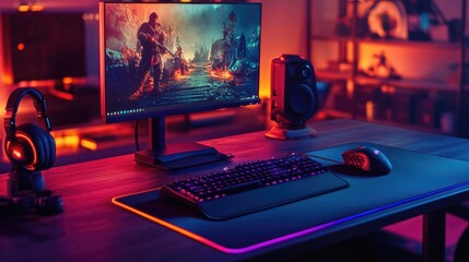 Gamer's Setup with RGB Lighting