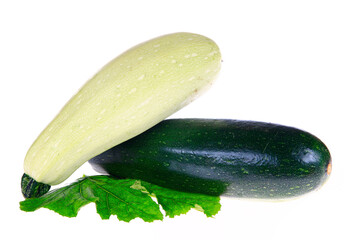 Fresh zucchini on a white background