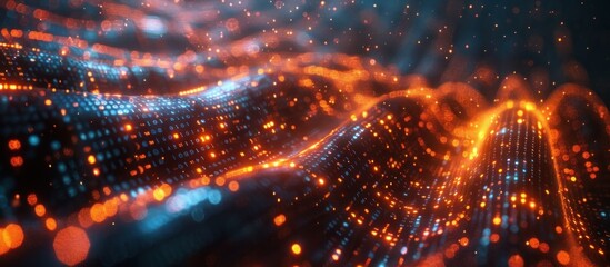 Fototapeta premium Abstract Digital Wave with Glowing Particles