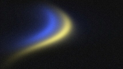 Blue yellow black abstract grainy background, glowing vibrant color gradient wave shape, noise texture poster header banner wallpaper cover design