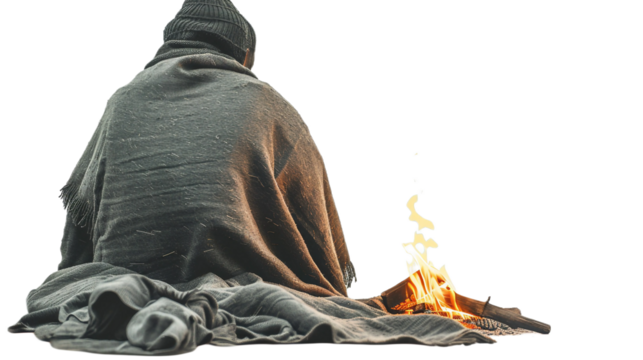 Cozy Throw Blanket Wrapped Around a Person on transparent background PNG.
