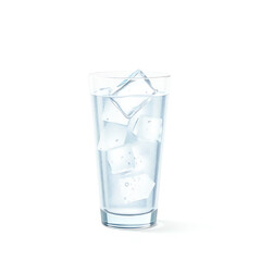 illustration effervescent a glass of soda water with ice cube and bubbles