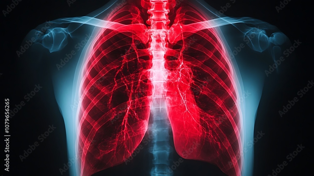 Poster detailed x ray scan image showing the internal structure and anatomy of the human respiratory system