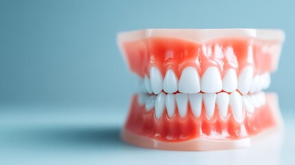Obraz premium Close up detailed view of an dental model or prosthetic teeth display showcasing the various aspects of dental healthcare oral hygiene and dental treatments