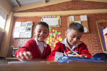 Two children in uniform at school
