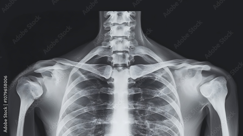 Poster detailed x ray image showing the intricate skeletal structure and anatomy of the human body in trans