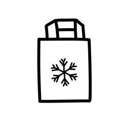 christmas shopping bag outline 