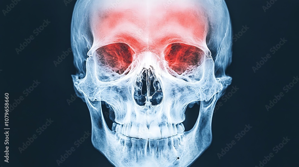 Poster detailed x ray scan of human skull revealing intricate bone structure showcasing the complexity and 
