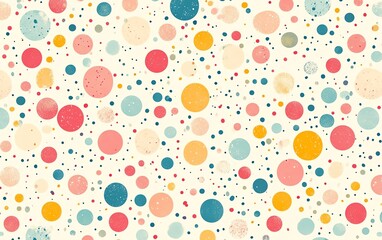 Playful dots pattern in sweet pastel colors, on a white background, abstract seamless design, gentle and airy, soft tones ideal for scrapbooking or digital backgrounds