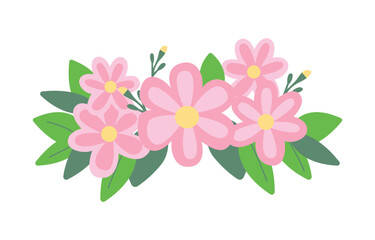 Beautiful Pink Girly Flower Floral Crown with Natural Nature Leaves