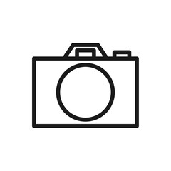 Camera line icon on white background.